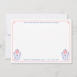 Roze Blauwe Aquarel Briefpapier Met Naam Notitiekaartje