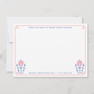 Roze Blauwe Aquarel Briefpapier Met Naam Notitiekaartje