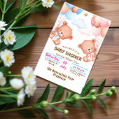 Roze Blauwe Aquarel Cute Baby Shower Uitnodiging