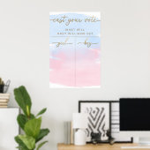 Roze Blauwe Aquarel Geslacht Onthullen Stemmen Poster (Thuiskantoor)