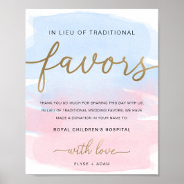 Roze Blauwe Aquarel Goud In Plaats Van Favorieten Poster