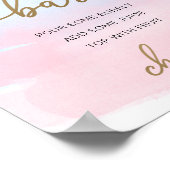 Roze Blauwe Aquarel Gouden Mimosa Bar Bord Poster (Hoek)