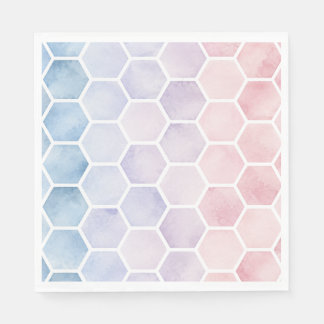 Roze Blauwe Aquarel Honingraat Geslacht Onthulling Servet
