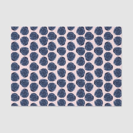 Roze Blauwe Aquarel Roos Wijnranken Cottage Bruilo Tissuepapier (Voorkant)