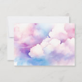 Roze Blauwe Aquarel Wolken Trouw Dank Je (Achterkant)