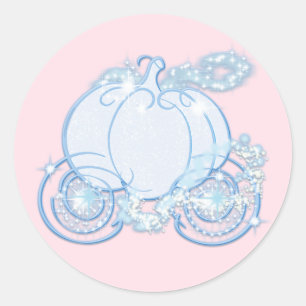 Roze & Blauwe Assepoester Prinses Carriage Party Ronde Sticker