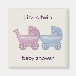 roze & blauwe baby buggy magneet