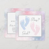 Roze Blauwe Baby Voeten Voetafdruk Geslacht Onthul Kaart (Voorkant / Achterkant)