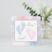 Roze Blauwe Baby Voeten Voetafdruk Geslacht Onthul Kaart (Staand voorkant)