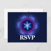 Roze blauwe balk/bat Mitzvah RSVP (Voorkant / Achterkant)