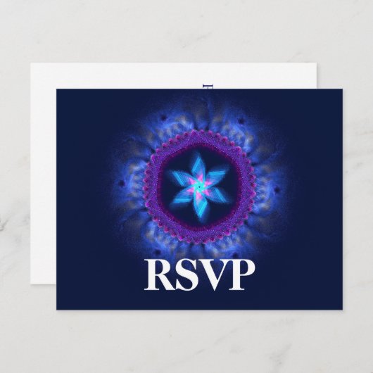 Roze blauwe balk/bat Mitzvah RSVP (Voorkant / Achterkant)