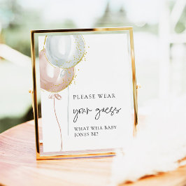 Roze & Blauwe Ballon Geslacht onthullen Draag uw g Poster