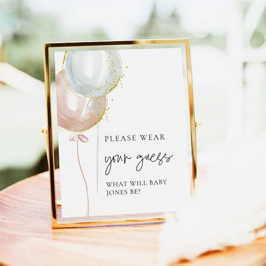 Roze & Blauwe Ballon Geslacht onthullen Draag uw g Poster