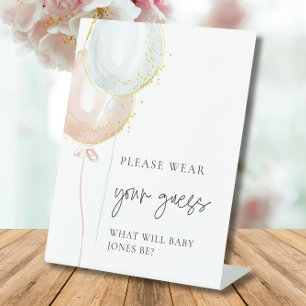 Roze & Blauwe Ballon Geslacht onthullen Draag uw g Reclamebord Met Voetstuk