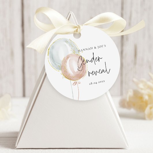 Roze & Blauwe Ballon Geslacht onthullen Favoriet P Bedankjes Labels