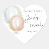 Roze & Blauwe Ballon Geslacht onthullen Favoriet P Hart Sticker (Voorkant)