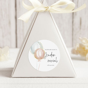 Roze & Blauwe Ballon Geslacht onthullen Favoriet P Ronde Sticker