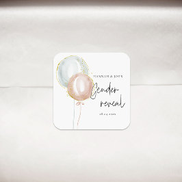 Roze & Blauwe Ballon Geslacht onthullen Favoriet P Vierkante Sticker