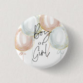 Roze & Blauwe Ballon Geslacht onthullen Jongen of Ronde Button 3,2 Cm (Voorkant)