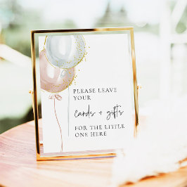 Roze & Blauwe Ballon Geslacht Onthullen kaarten +  Poster