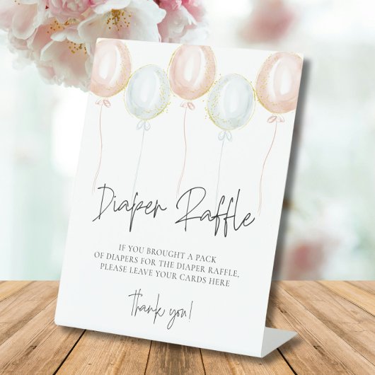 Roze & Blauwe Ballon Geslacht onthullen Luier Raff Reclamebord Met Voetstuk