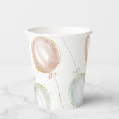 Roze & Blauwe Ballon Geslacht onthullen Papieren Bekers (Voorkant)