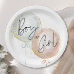 Roze & Blauwe Ballon Geslacht onthullen Papieren Bordje<br><div class="desc">Onthul de Surprise: Verhoog uw gender reveal baby shower met Pink and Blue Balloon invite & decor collectie. Versierd met grillige script fonts en delicate gouden vlekken, de betoverende uitnodigingen, bewegwijzering, en decor zetten het podium voor een magische viering. Laat de vreugdevolle anticipatie tot leven komen terwijl je je geliefden...</div>