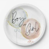Roze & Blauwe Ballon Geslacht onthullen Papieren Bordje (Voorkant)