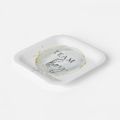 Roze & Blauwe Ballon Geslacht onthullen Team Boy Papieren Bordje (Gebogen)