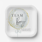 Roze & Blauwe Ballon Geslacht onthullen Team Boy Papieren Bordje (Voorkant)