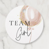 Roze & Blauwe Ballon Geslacht Onthullen Team Meisj Bedankjes Labels (Voorkant)