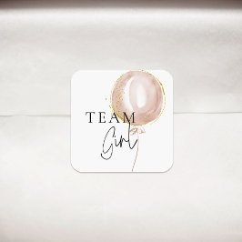 Roze & Blauwe Ballon Geslacht Onthullen Team Meisj Vierkante Sticker