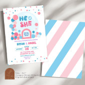 Roze Blauwe Ballon Giant Bubble Dom Gender Reveal Kaart