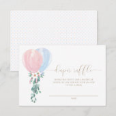 Roze Blauwe Ballon Luier Raffle Ticket Kaart (Voorkant / Achterkant)