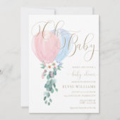 Roze Blauwe Ballon Oh Baby Baby shower Kaart (Voorkant)