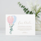 Roze Blauwe Ballonnen Baby shower Fijner Details K Kaart (Staand voorkant)