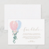 Roze Blauwe Ballonnen Baby shower Fijner Details K Kaart (Voorkant / Achterkant)