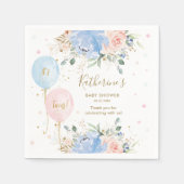 Roze Blauwe Ballonnen Bloemen Het is Twins Baby sh Servet (Voorkant)