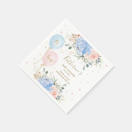 Roze Blauwe Ballonnen Bloemen Het is Twins Baby sh Servet (Hoek)