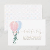 Roze Blauwe Ballonnen Boeken Voor Baby Verlangkaar Kaart (Voorkant / Achterkant)