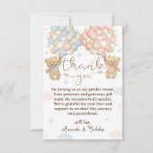 Roze Blauwe Ballonnen Geslacht onthullen Bedankkaart (Voorkant)