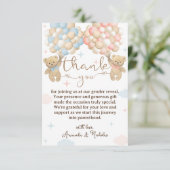 Roze Blauwe Ballonnen Geslacht onthullen Bedankkaart (Staand voorkant)