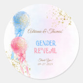 Roze Blauwe Ballonnen Geslacht onthullen Douche Da Ronde Sticker (Voorkant)