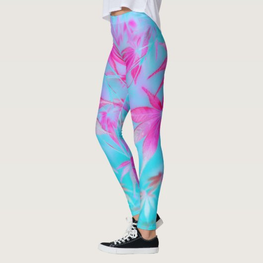 roze blauwe blad leggings (Links)