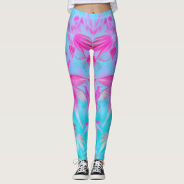 roze blauwe blad leggings