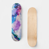 Roze blauwe Blauwgroen Abstracte Waterverf Persoonlijk Skateboard (Voorkant)
