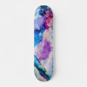 Roze blauwe Blauwgroen Abstracte Waterverf Persoonlijk Skateboard (Voorkant)