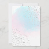 Roze blauwe Blauwgroen Waterverf Silver Confetti W Kaart (Achterkant)