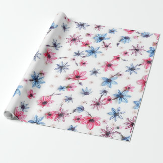 roze blauwe bloem cadeaupapier