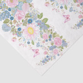 Roze & Blauwe Bloem- en Vlinder Decoupage Papier (Detail)